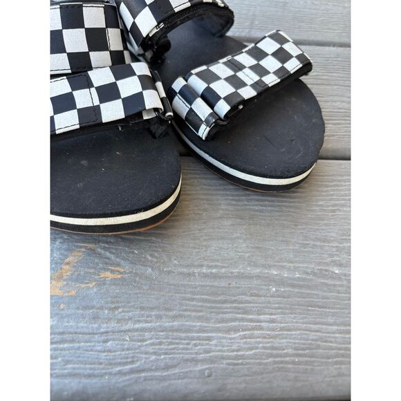 VANS Ultra Cush Black & White Checkered Velcro Strap Sandal Slides-Fits Size 8.5 - Picture 4 of 6
